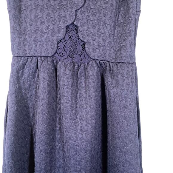 Maeve Anthro Navy Blue Textured Knit Scalloped Caye Shift Dress Women Sz XS - Picture 8 of 9